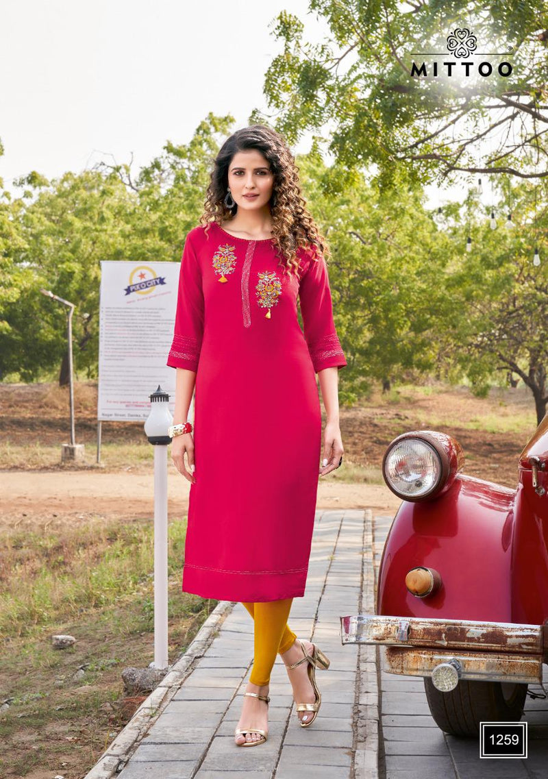 Mitto Palak Vol 30 Rayon Fancy Party Wear Straight Kurtis