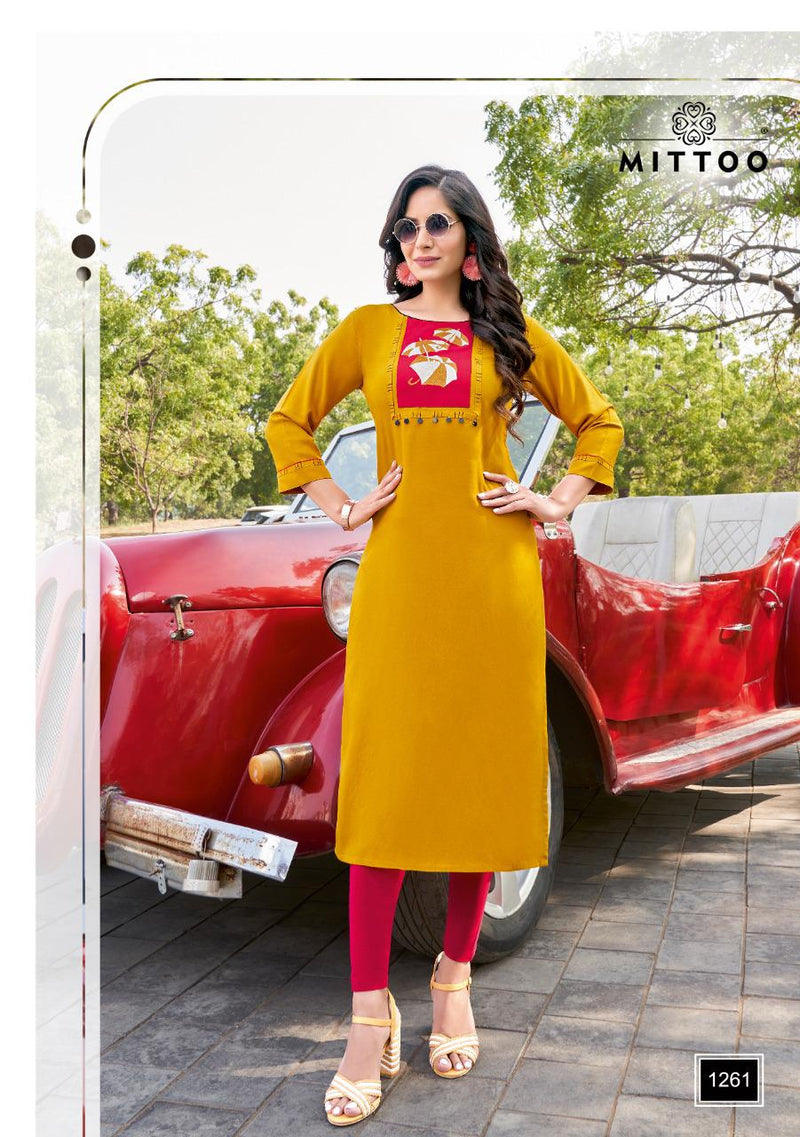 Mitto Palak Vol 30 Rayon Fancy Party Wear Straight Kurtis