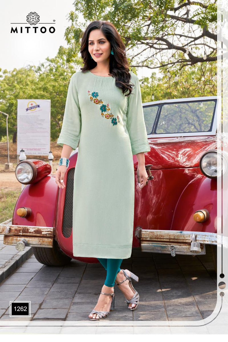 Mitto Palak Vol 30 Rayon Fancy Party Wear Straight Kurtis