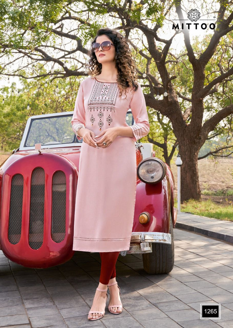 Mitto Palak Vol 30 Rayon Fancy Party Wear Straight Kurtis