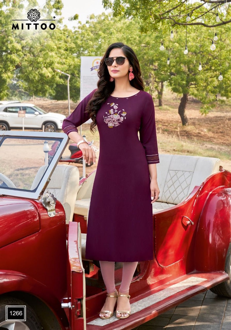 Mitto Palak Vol 30 Rayon Fancy Party Wear Straight Kurtis