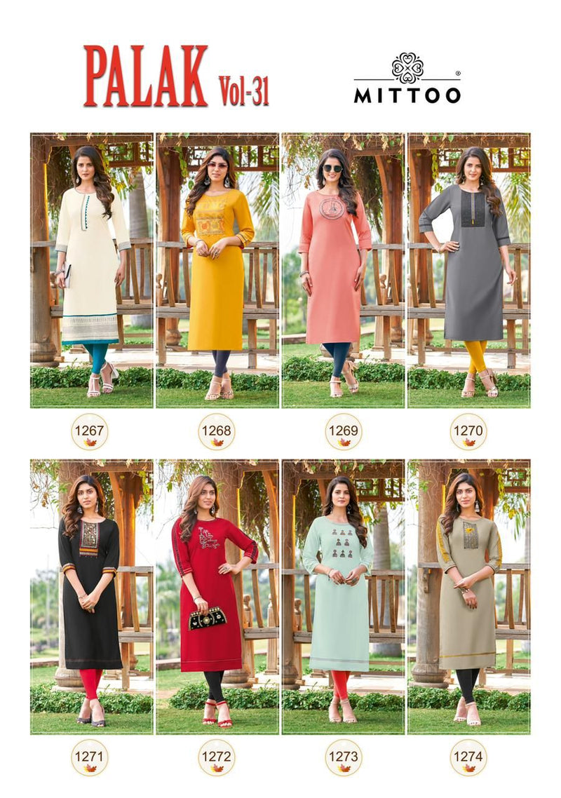 Mittoo Palak Vol 31 Rayon Designer Party Wear Fancy Kurtis