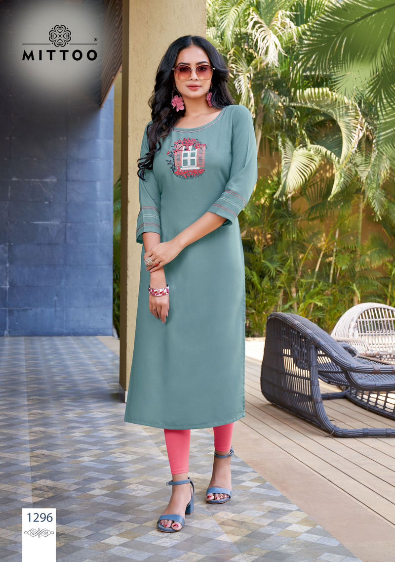 Mittoo Palak Vol 34 Heavy Rayon Fancy Casual Wear Kurti