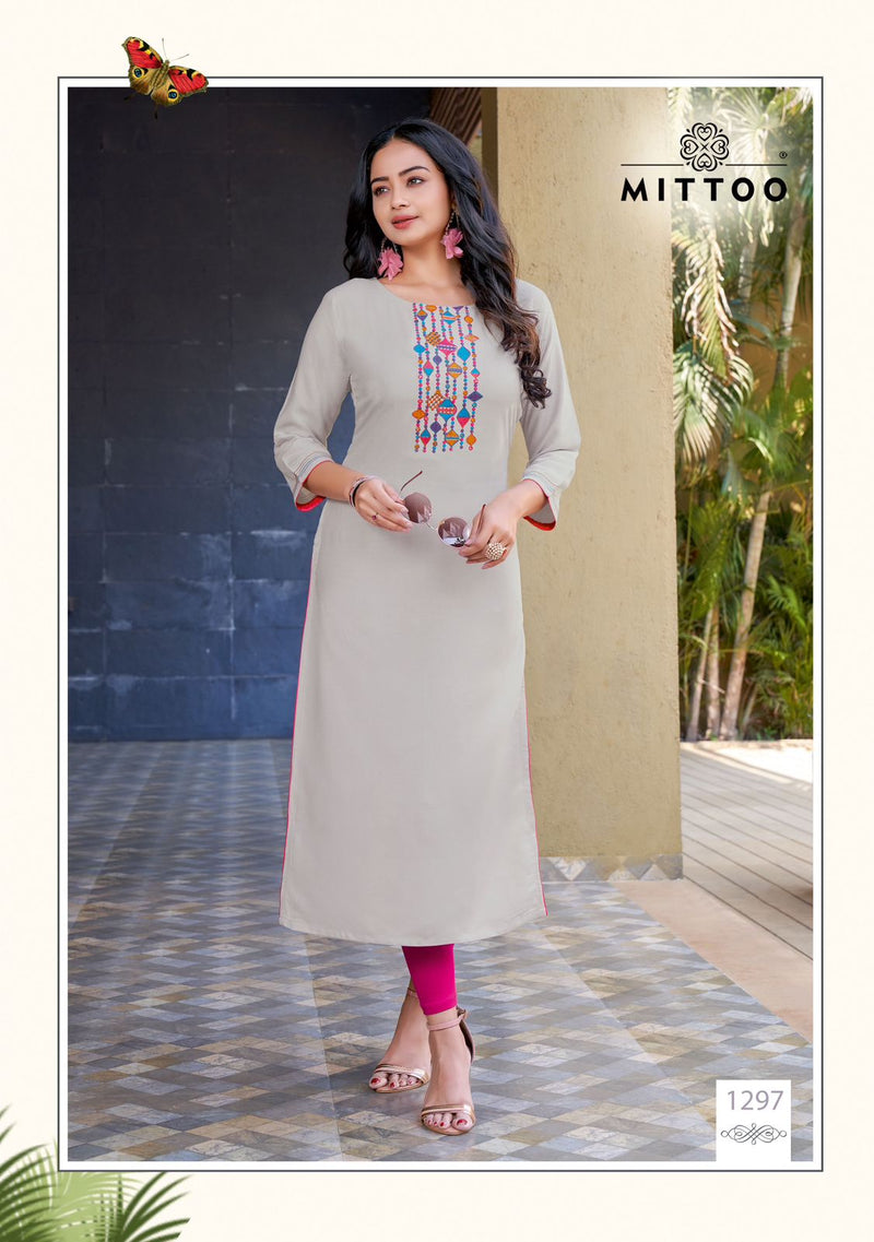 Mittoo Palak Vol 34 Heavy Rayon Fancy Casual Wear Kurti