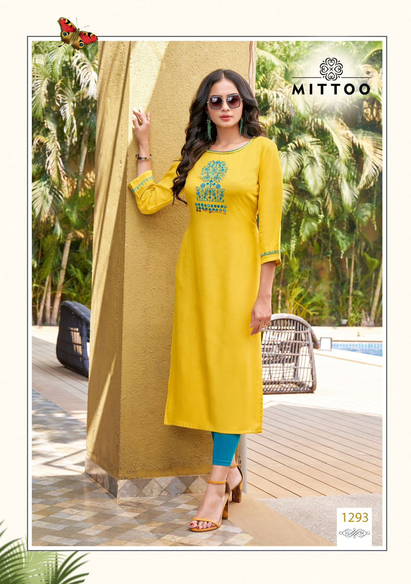 Mittoo Palak Vol 34 Heavy Rayon Fancy Casual Wear Kurti