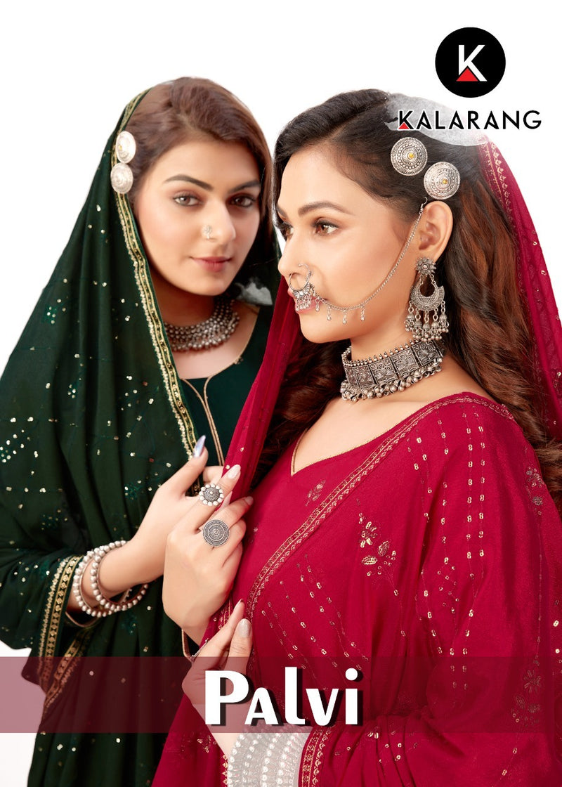 Kalarang fashion Palvi Muslin With Embroidery Work Stylish Designer Festive Wear Salwar Kameez