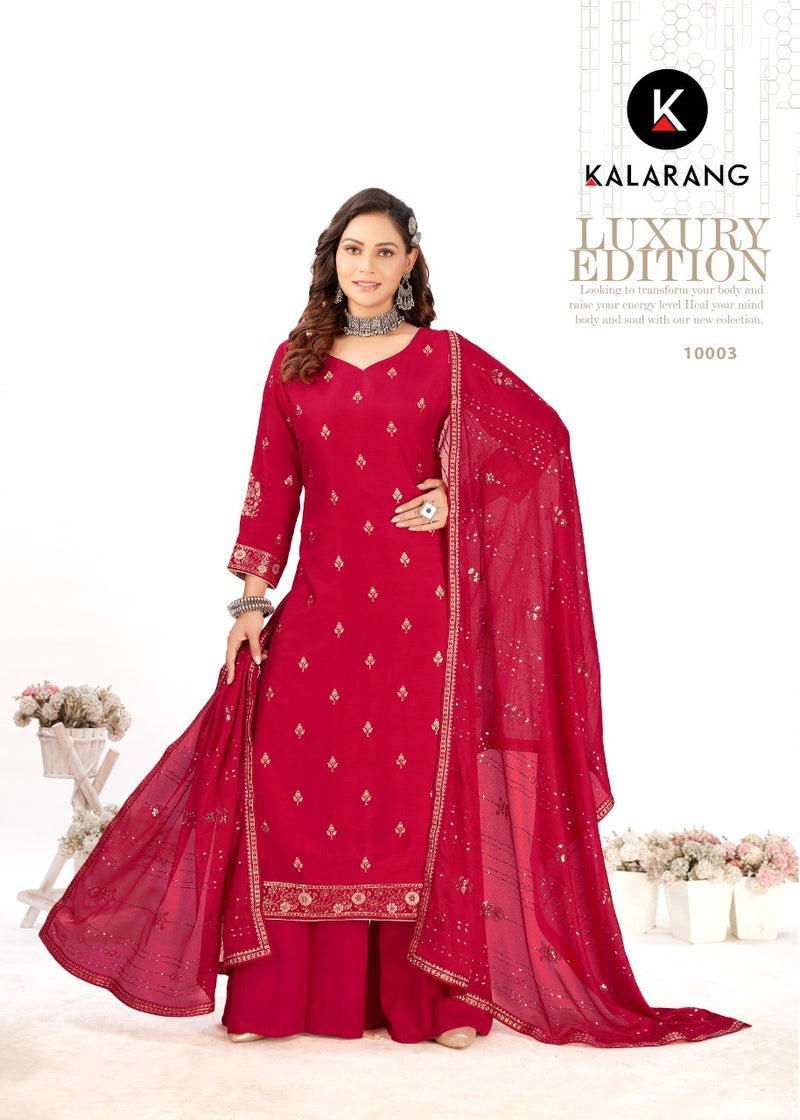 Kalarang fashion Palvi Muslin With Embroidery Work Stylish Designer Festive Wear Salwar Kameez