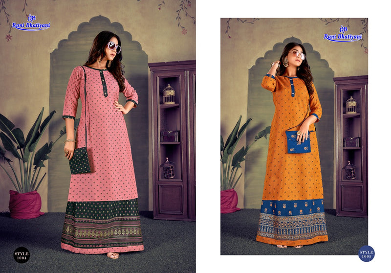 Rani Bhatiyani Panchi Vol 1 Rayon Fancy Gown Style Party Wear Kurtis