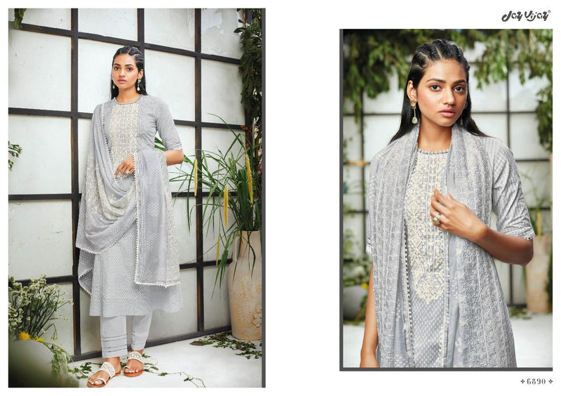 Jay Vijay Pandora Cotton Khadi  Block Print Party Wear Salwar Kameez With Embroidery