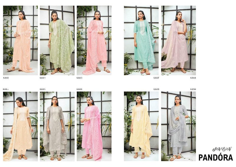 Jay Vijay Pandora Cotton Khadi  Block Print Party Wear Salwar Kameez With Embroidery