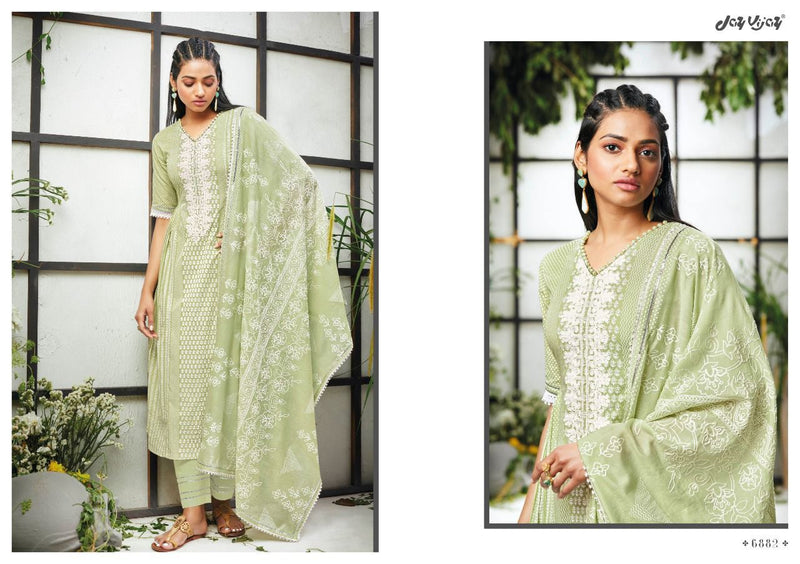 Jay Vijay Pandora Cotton Khadi  Block Print Party Wear Salwar Kameez With Embroidery