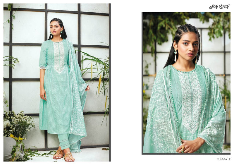 Jay Vijay Pandora Cotton Khadi  Block Print Party Wear Salwar Kameez With Embroidery