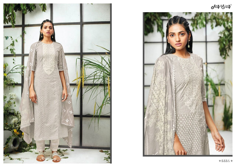 Jay Vijay Pandora Cotton Khadi  Block Print Party Wear Salwar Kameez With Embroidery