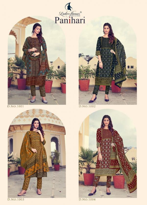 Ladies Flavour Panihari Modal Silk Chanderi Print Khatli Work Fancy Designer Partywear Kurti
