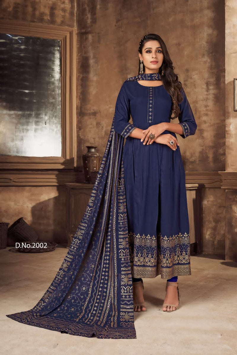 Banwery Fashion Pankh Vol 2 Rayon Anarkali Style Party Wear Long Kurtis With Foil Print