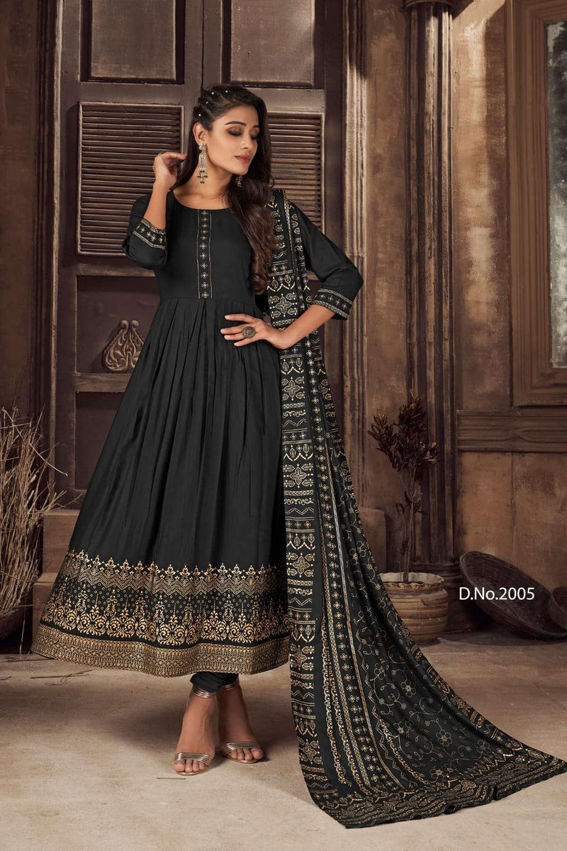 Banwery Fashion Pankh Vol 2 Rayon Anarkali Style Party Wear Long Kurtis With Foil Print