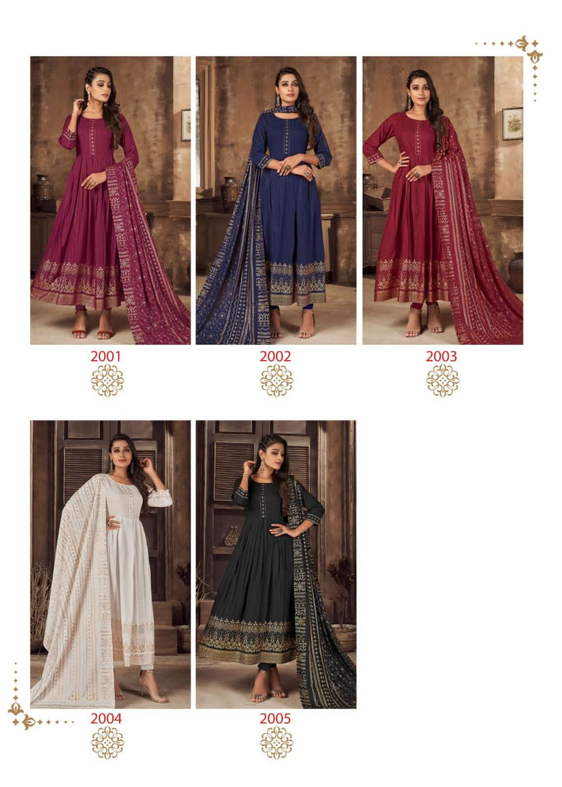 Banwery Fashion Pankh Vol 2 Rayon Anarkali Style Party Wear Long Kurtis With Foil Print