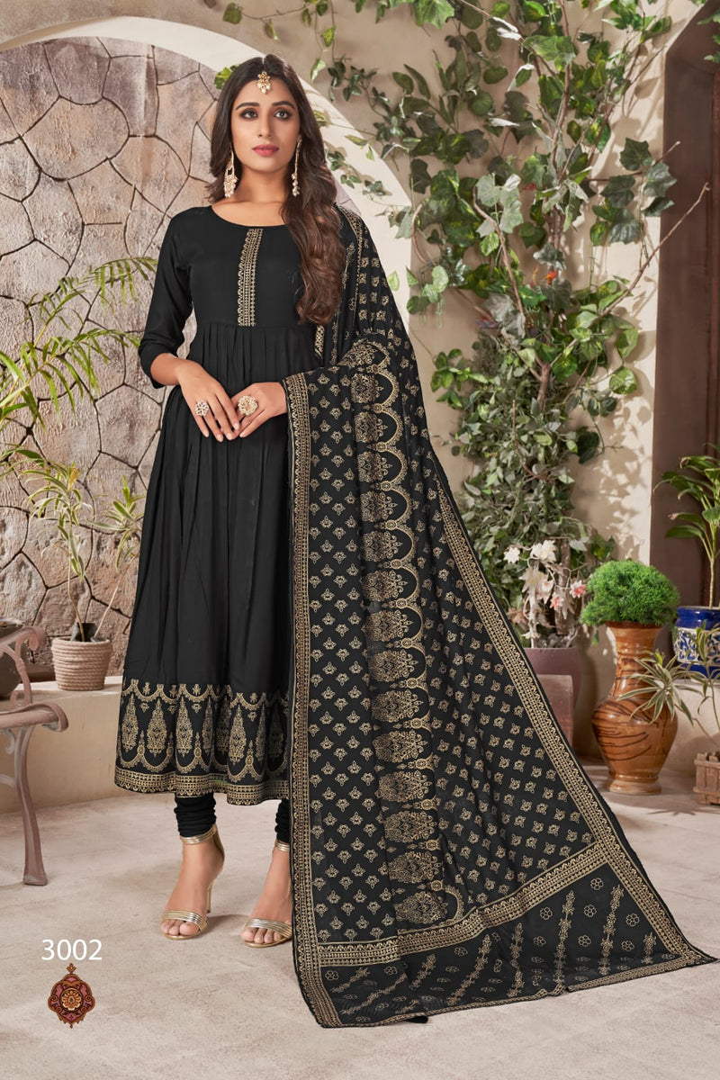 Banwery Fashion Pankh Vol 3 Rayon Party Wear Anarkali Style Gown  Kurtis With Golden Foil Print