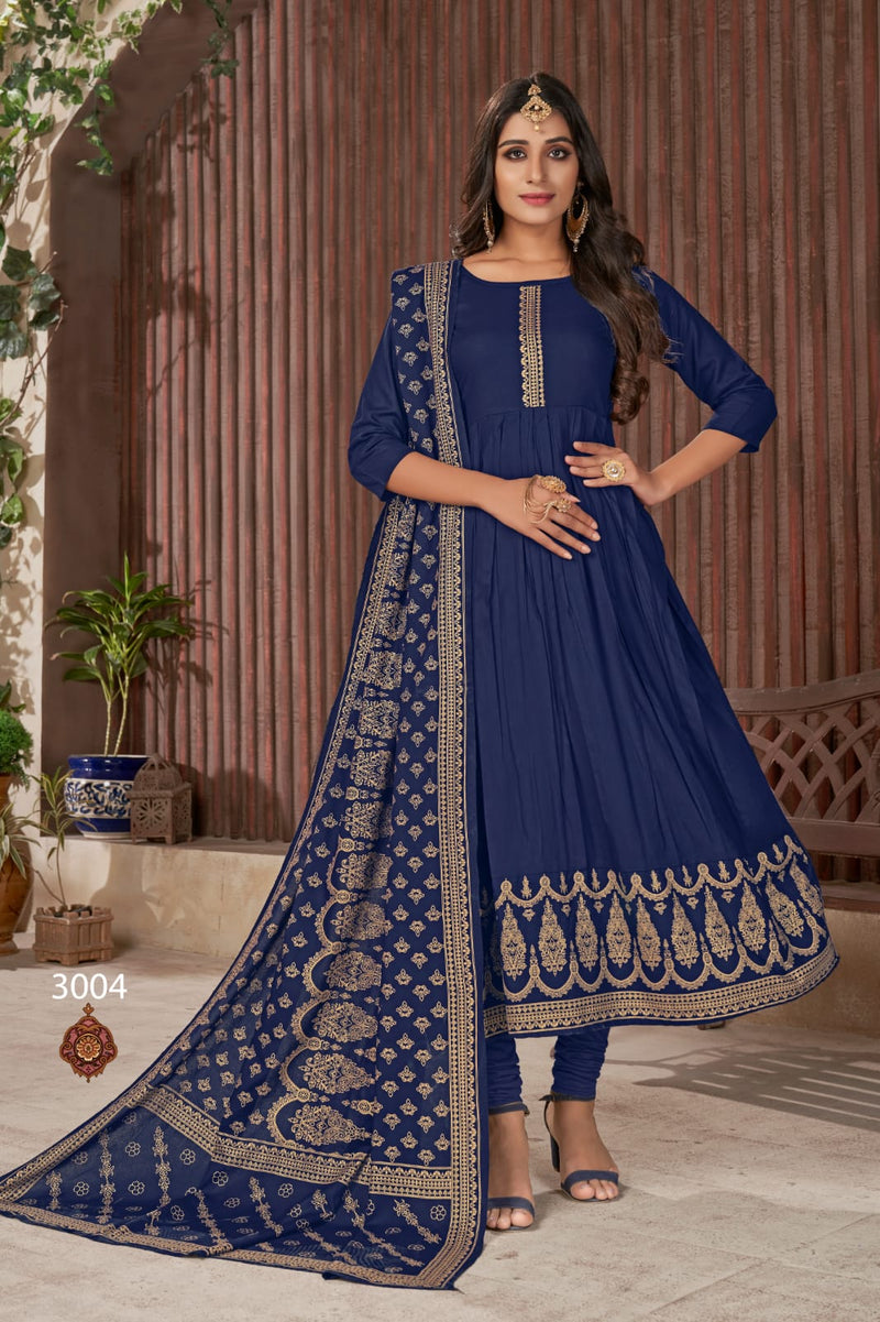 Banwery Fashion Pankh Vol 3 Rayon Party Wear Anarkali Style Gown  Kurtis With Golden Foil Print
