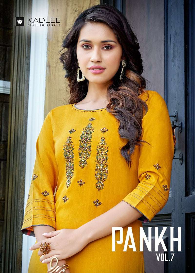 Kadlee Fashion Pamkh Vol 7 Rayon With Heavy Embroidery Work Stylish Designer Attractive Look Kurti