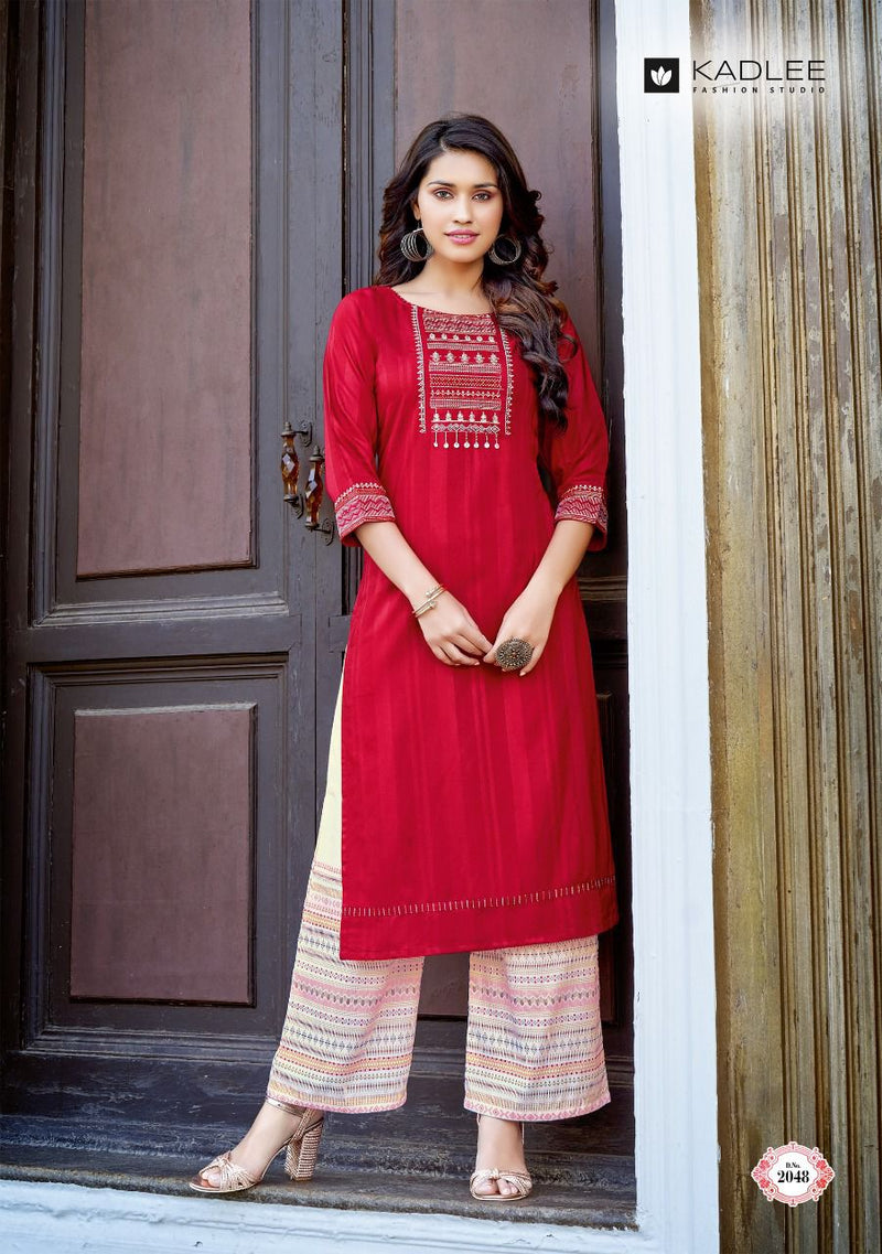 Kadlee Fashion Pamkh Vol 7 Rayon With Heavy Embroidery Work Stylish Designer Attractive Look Kurti