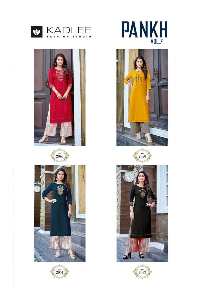 Kadlee Fashion Pamkh Vol 7 Rayon With Heavy Embroidery Work Stylish Designer Attractive Look Kurti