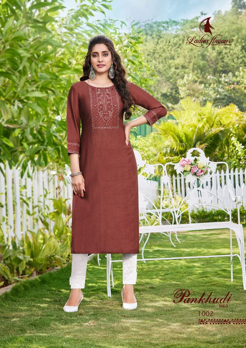 Ladies Pankhudi Vol 3  Viscose With Heavy Sequnce Embroidery Work Stylish Designer Casual Kurti