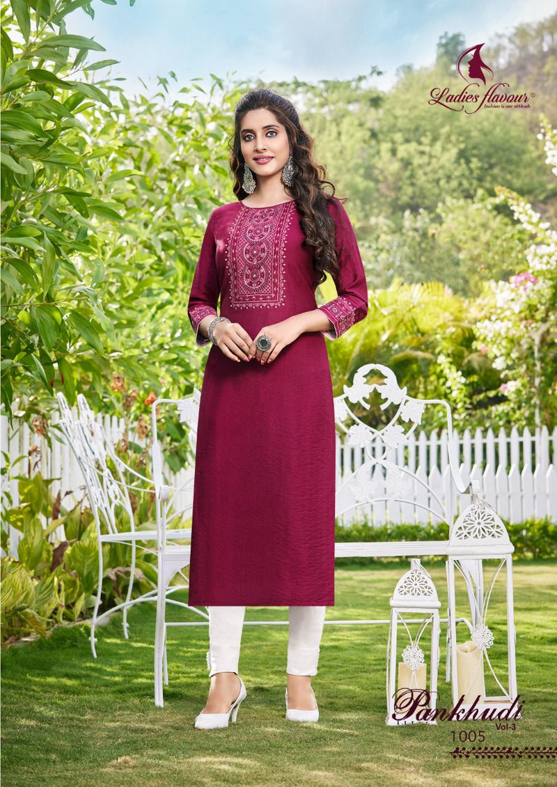 Ladies Pankhudi Vol 3  Viscose With Heavy Sequnce Embroidery Work Stylish Designer Casual Kurti