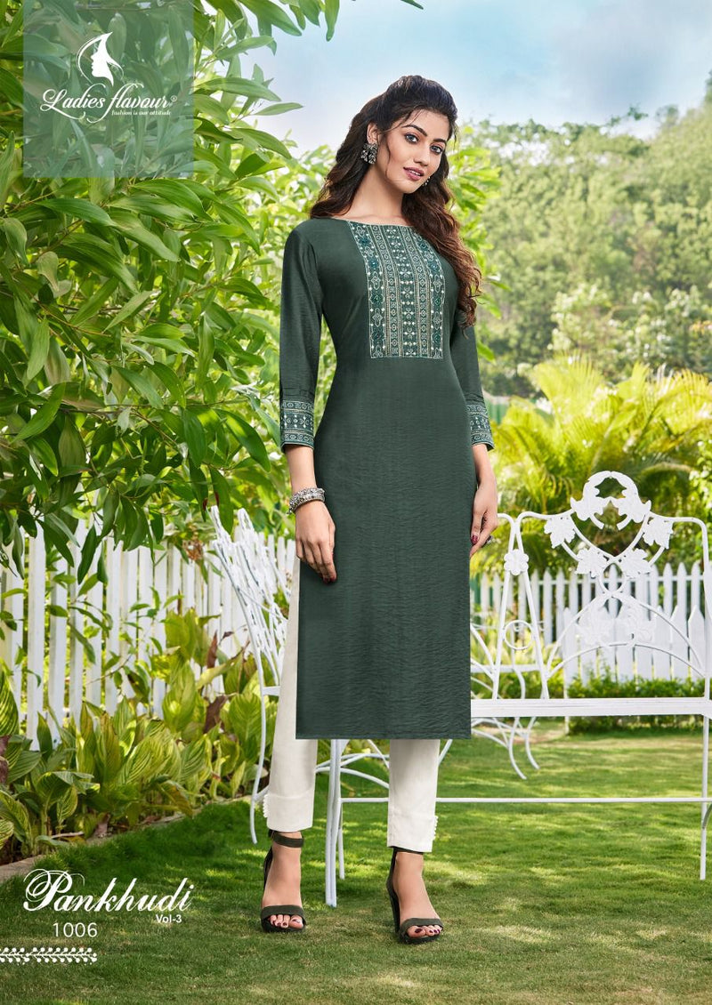 Ladies Pankhudi Vol 3  Viscose With Heavy Sequnce Embroidery Work Stylish Designer Casual Kurti