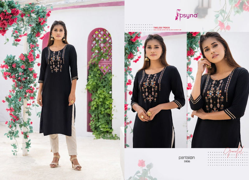 Psyna Pantaloon Rayon Fancy Stylish Party Wear Straight Kurtis