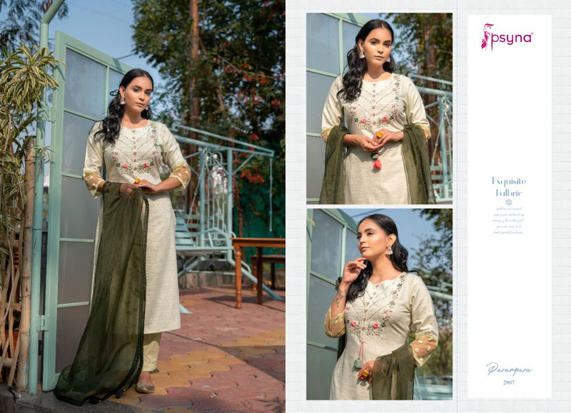 Psyna Parampara Vol 3 Cotton Party Wear Designer Kurtis With Bottom & Dupatta