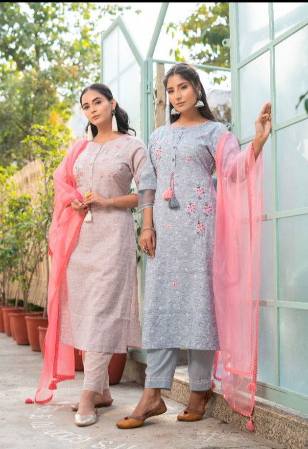 Psyna Parampara Vol 3 Cotton Party Wear Designer Kurtis With Bottom & Dupatta