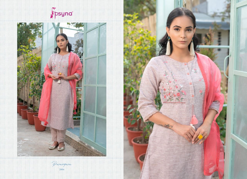 Psyna Parampara Vol 3 Cotton Party Wear Designer Kurtis With Bottom & Dupatta