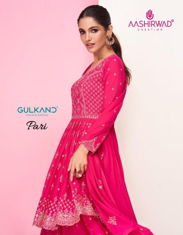 Aashirwad Creation Pari Free Size Georgette With Fancy Work Stylish Designer Casual Wear Kurti
