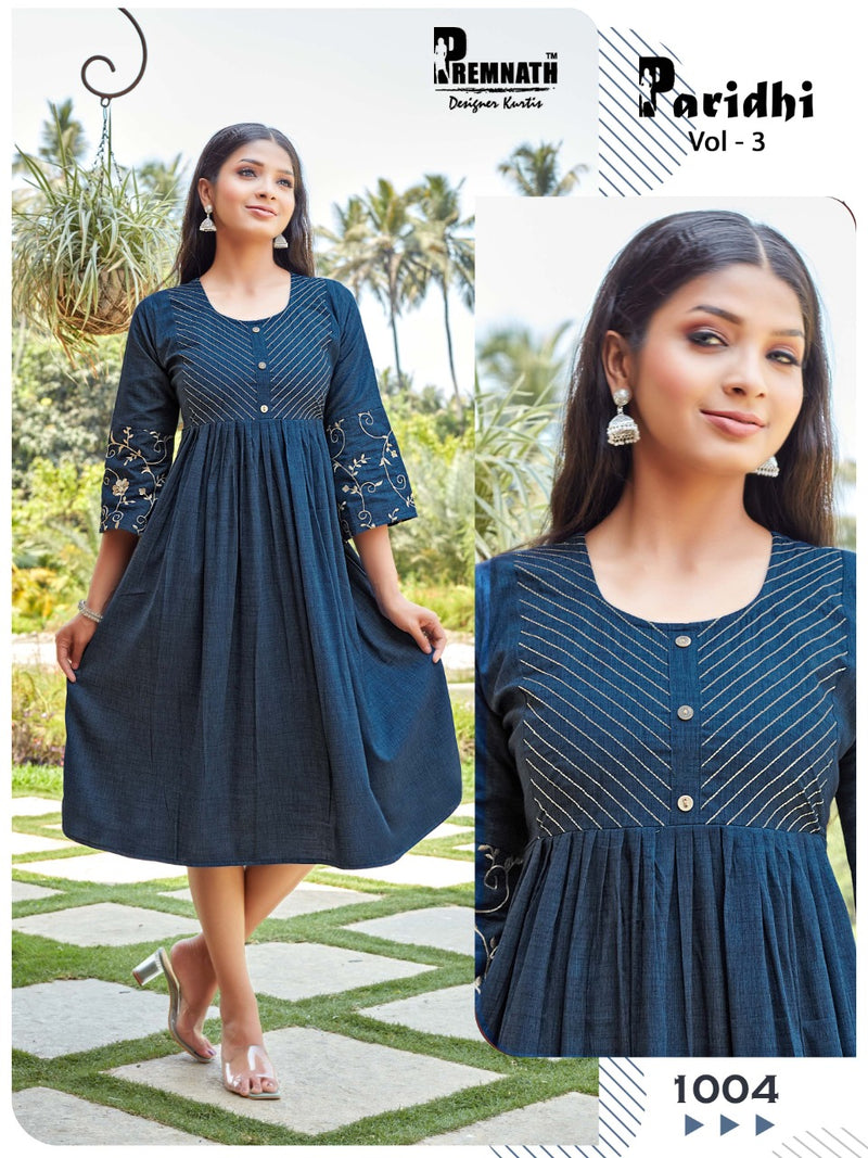 Premnath Designer Paridhi Vol 3 Rayon Designer Fancy Frock Style Kurtis