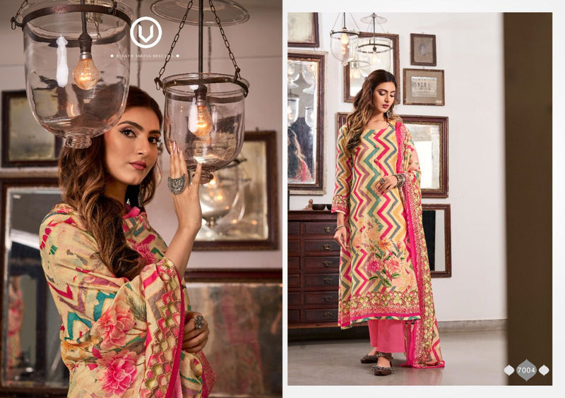 Vivek Fashion Dno 7001 To 7008 Muslin With Print Heavy Embroidery Work Stylish Designer Salwar suit