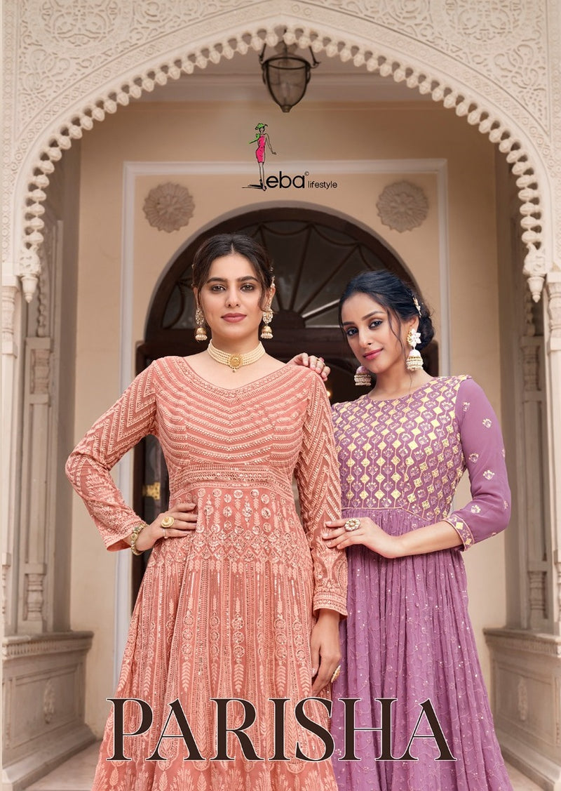Eba Lifestyle Parisha Georgette Chinon Heavy Embroidery Partywear Designer Salwar Kameez