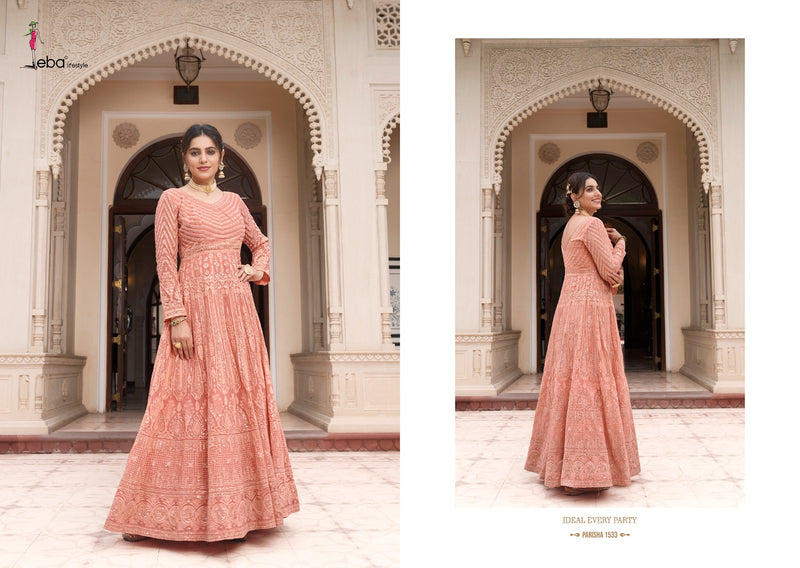 Eba Lifestyle Parisha Georgette Chinon Heavy Embroidery Partywear Designer Salwar Kameez