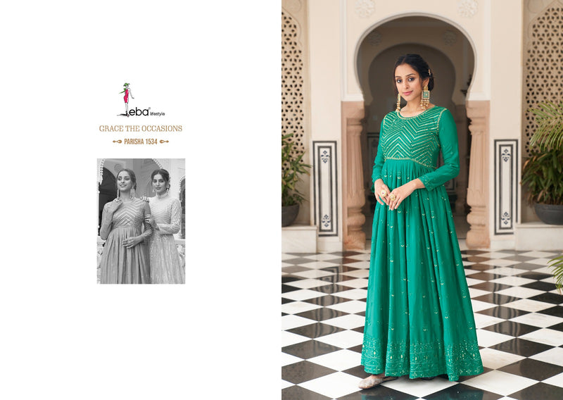 Eba Lifestyle Parisha Georgette Chinon Heavy Embroidery Partywear Designer Salwar Kameez