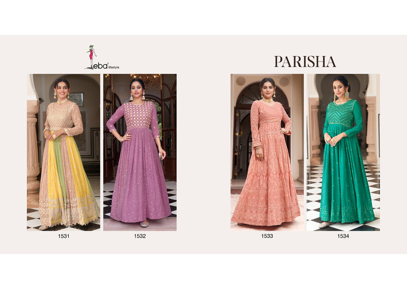 Eba Lifestyle Parisha Georgette Chinon Heavy Embroidery Partywear Designer Salwar Kameez