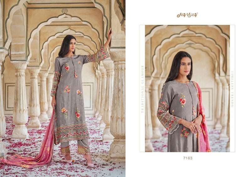 Jay Vijay Dno 7161 To 7170 Silk Pritns With Heavy Embroidery Work Stylish Designer Salwar Suit