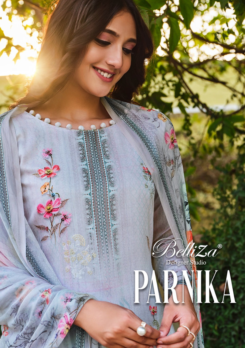 Belliza Designer Studio Parnika Jam Cotton Ditigal Print Exclusive Heavy Embroidery Work Printed Designer Salwar Kameez