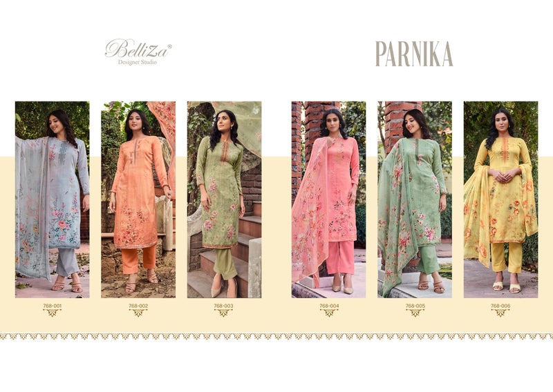 Belliza Designer Studio Parnika Jam Cotton Ditigal Print Exclusive Heavy Embroidery Work Printed Designer Salwar Kameez
