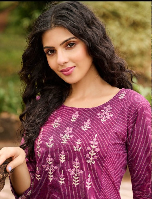 100 Miles Parul Cotton Fancy Embroidered Party Wear Kurtis