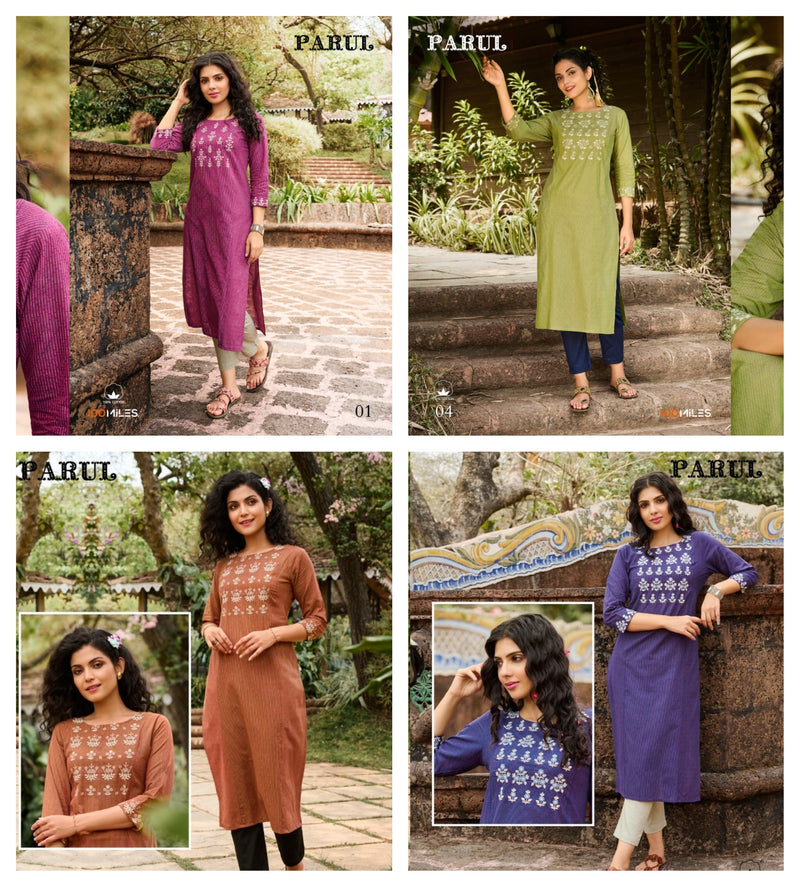 100 Miles Parul Cotton Fancy Embroidered Party Wear Kurtis