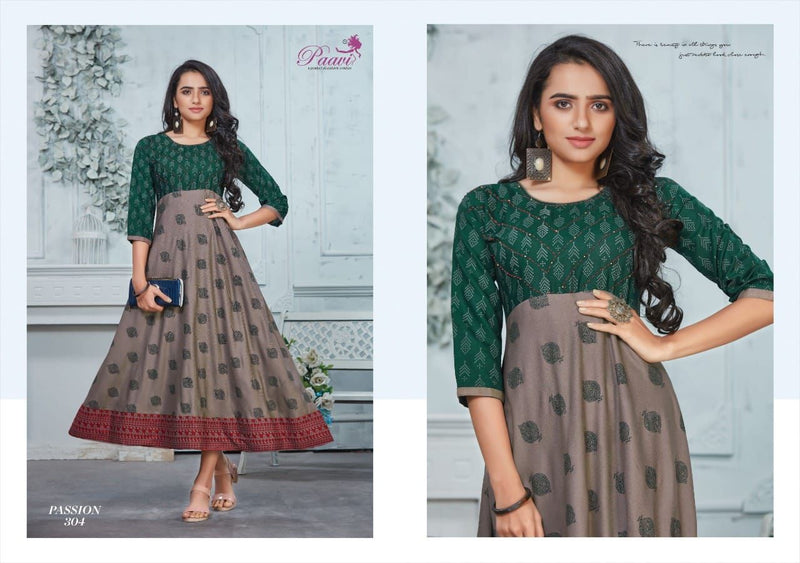 Paavi Creation Passion Vol 3 Rayon With Fancy Embroidery Gown Style Kurtis