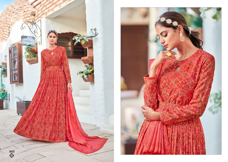 Rangoon Passionate Chinon Heavy Designer Gown Style Party Wear Kurtis