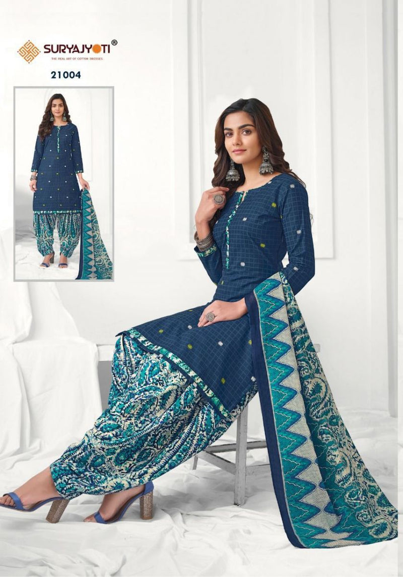 Suryajyoti Patiala Kudi Vol 21 Cotton Printed Festive Wear Salwar Suits
