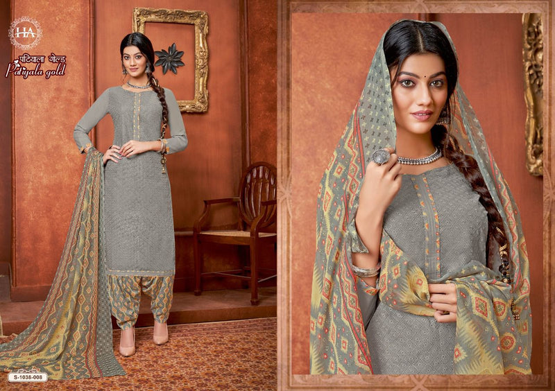 Harshit Fashion Patiyala Gold Pure Cotton Stylish Designer Festive Wear Salwar Kameez