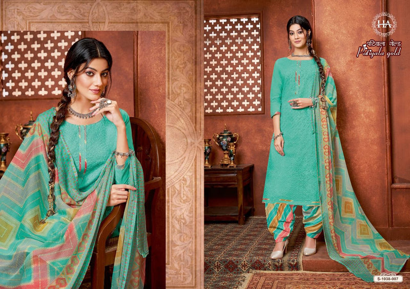 Harshit Fashion Patiyala Gold Pure Cotton Stylish Designer Festive Wear Salwar Kameez